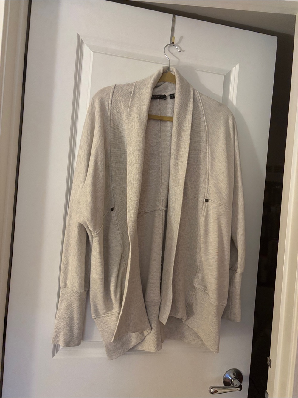 Light gray Open-Front Shawl Cardigan Sweater - Unbranded